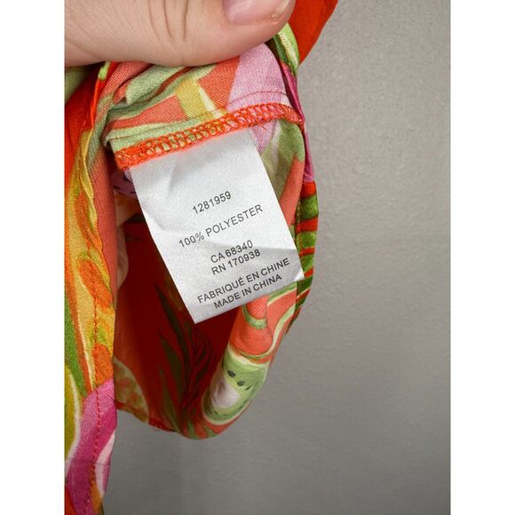 Maison D'Amelie Womens Orange Fruit Print Tank Top Sz L Vacation Beachy Artsy - Picture 7 of 9